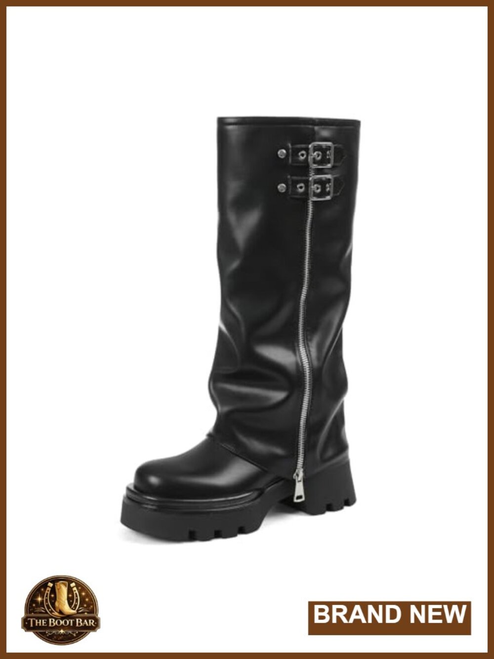 Women's Knee High Combat Boots Faux Leather Platform
